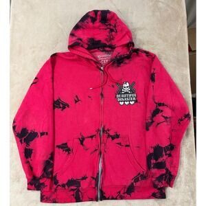 Beautiful Disaster hoodie Women's Size C1X red black tie-dye full zip EUC